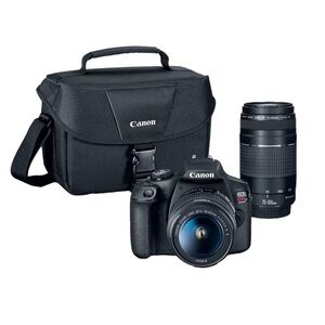 Canon Black DSLR Camera with Lens and Bag
